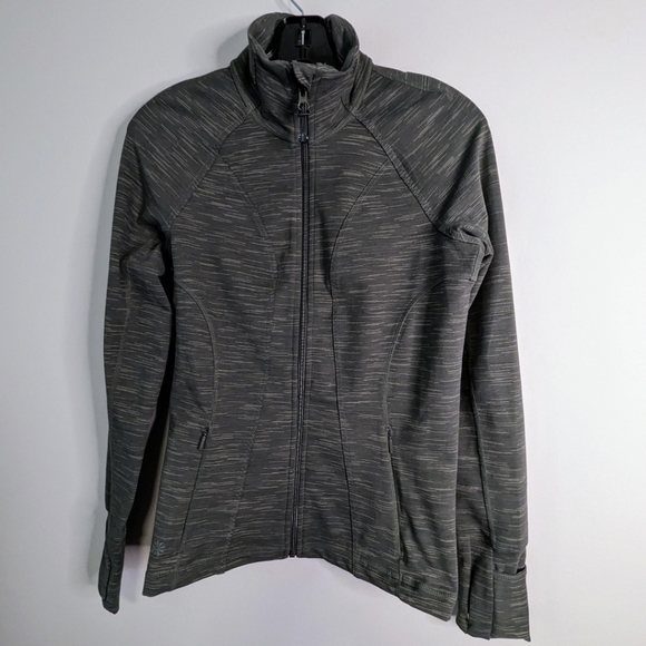 Athleta Striated Hope Full Zip Jacket Heather Olive Green Size Small EUC $149 - Picture 1 of 7